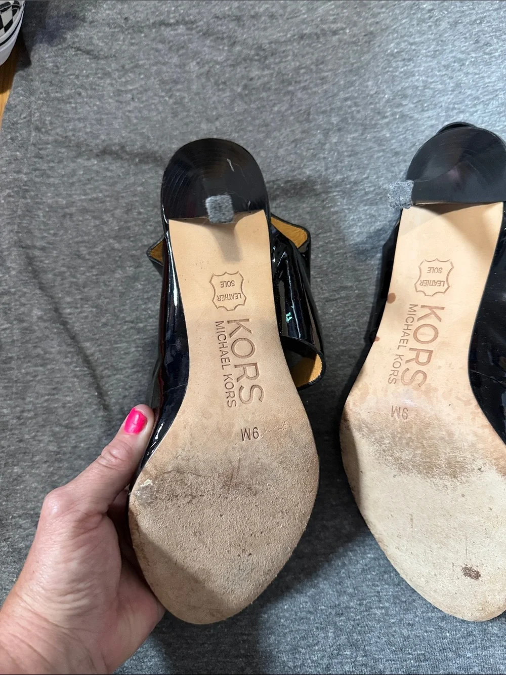 Michael Kors Black Patent Leather Open-Toe Slingback Heels size 9